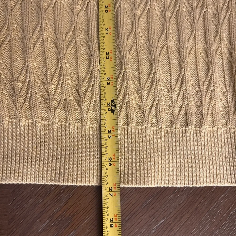 Talbots Men's Vintage Beige Cable Knit V-Neck Pullover Sweater XL